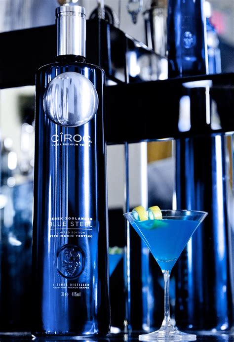 liquor in blue bottle